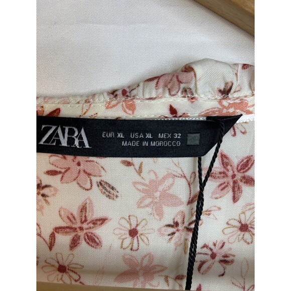 NEW Zara Floral Print Pattern Size XL Pink Ruffle Long Sleeve Blouse Top - Picture 8 of 12